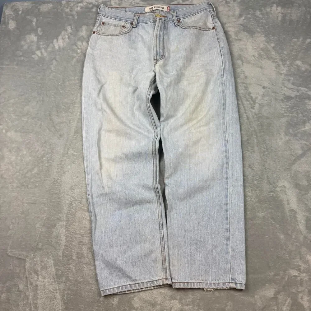 Levi-s Men's Blue and Grey Jeans